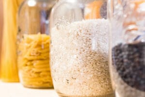jars with rice pasta kitchen